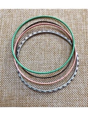 🔴 5 for $10 ONE Green Pink Silver and Bronze Stackable Bracelet